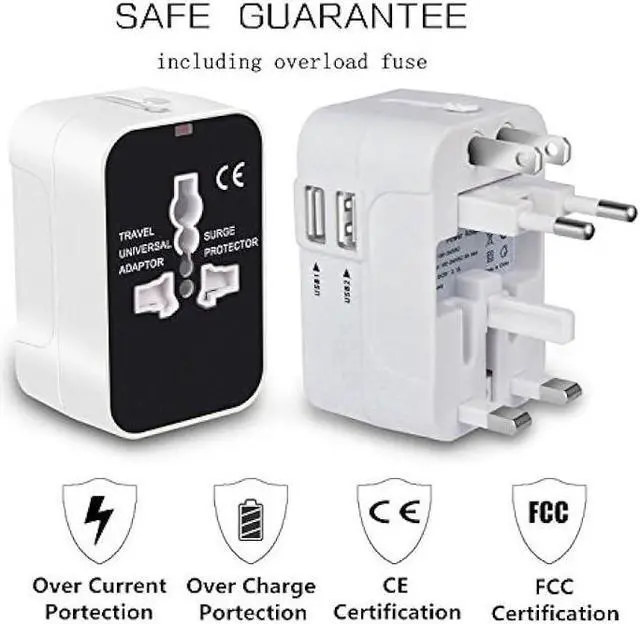 Alt view image 2 of 7 - International Universal All in One Worldwide Travel Adapter Wall Charger AC Power Plug Adapter with Dual USB Charging Ports for USA EU UK AUS European Cell Phone Laptop