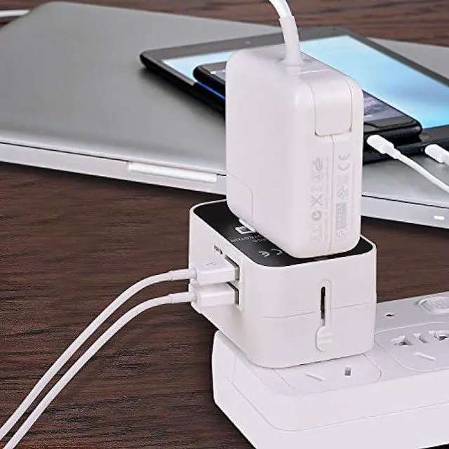 Alt view image 6 of 7 - International Universal All in One Worldwide Travel Adapter Wall Charger AC Power Plug Adapter with Dual USB Charging Ports for USA EU UK AUS European Cell Phone Laptop