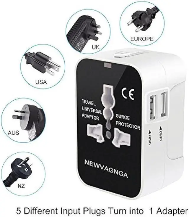 Alt view image 3 of 7 - International Universal All in One Worldwide Travel Adapter Wall Charger AC Power Plug Adapter with Dual USB Charging Ports for USA EU UK AUS European Cell Phone Laptop