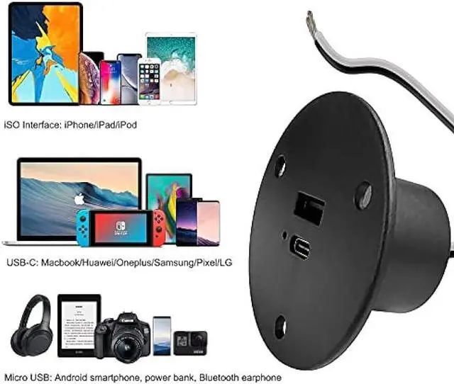 Alt view image 7 of 7 - Facon 12V RV USB Charger Socket, QC3.0 Quick Charger USB Type A + Type C PD 18W, Wall Mount RV USB Charging Port, for RV Trailer Camper Boat Marine Motorhome (Black)