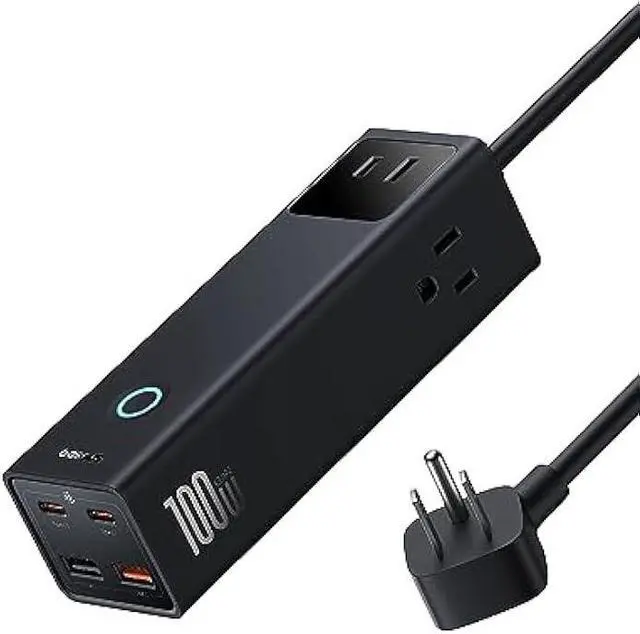 Main image of Baseus Charging Station 100W, 7-Port USB C Charger Power Strip Surge Protector with 3 AC, 2 USB-C, 2 USB-A Ports, 5ft Cord, Fast Charging Desktop Charger for Laptop, MacBook, iPhone, Travel, Work