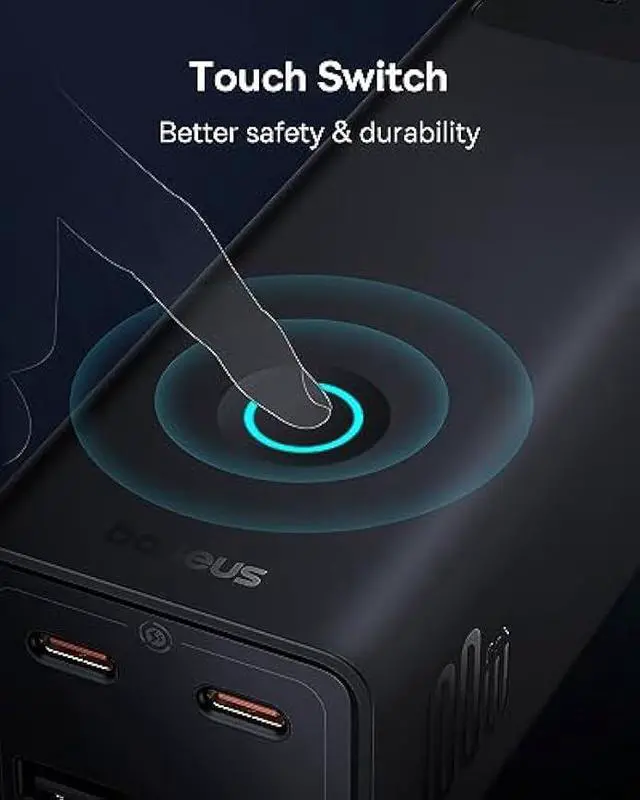 Alt view image 5 of 6 - Baseus Charging Station 100W, 7-Port USB C Charger Power Strip Surge Protector with 3 AC, 2 USB-C, 2 USB-A Ports, 5ft Cord, Fast Charging Desktop Charger for Laptop, MacBook, iPhone, Travel, Work