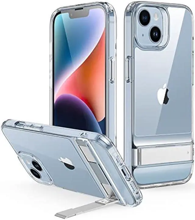 Main image of ESR Metal Kickstand Case Compatible with iPhone 14 Case and iPhone 13 Case, 3 Stand Modes, Military-Grade Drop Protection, Supports Wireless Charging, Slim Back Cover with Patented Kickstand, Clear