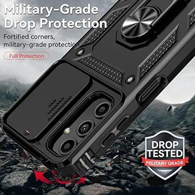 Alt view image 4 of 6 - for Samsung Galaxy A14 5G Case with Slide Camera Cover HD Screen Protector [Military Grade 16ft. Drop Tested] Magnetic Ring Holder Kickstand Protective Phone Case for Samsung Galaxy A14 5G, Black