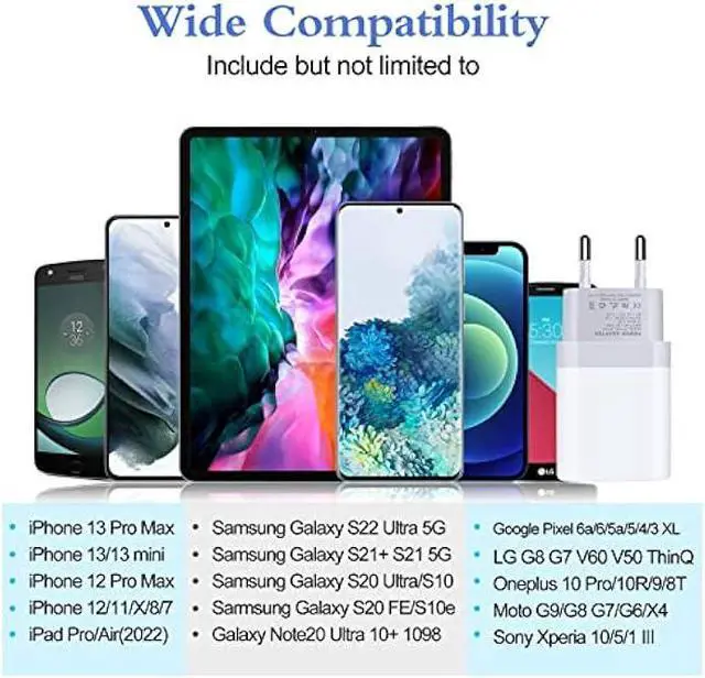 Alt view image 6 of 7 - European Charger 2Pack EU Fast 20W USB C Charger Block Travel Plug PD Power Adapter for iPhone 17/16e/16/16 Pro/16 Pro Max/16 Plus/15/15 Pro/14/14 Pro/13 Pro Max/13/12/Mini/XS/XR/X/SE Samsung Android