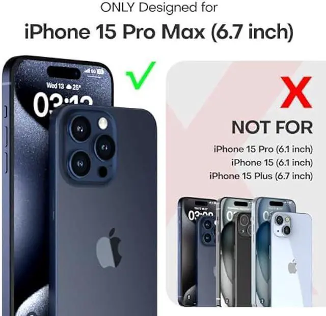 Alt view image 2 of 6 - TAURI 5 in 1 for iPhone 15 Pro Max Case Crystal Clear, [Not-Yellowing & Military Drop Defense] with 2X Screen Protector+2X Camera Lens Protector+1X Magnetic Ring, Slim Shockproof Phone Case 6.7 inch