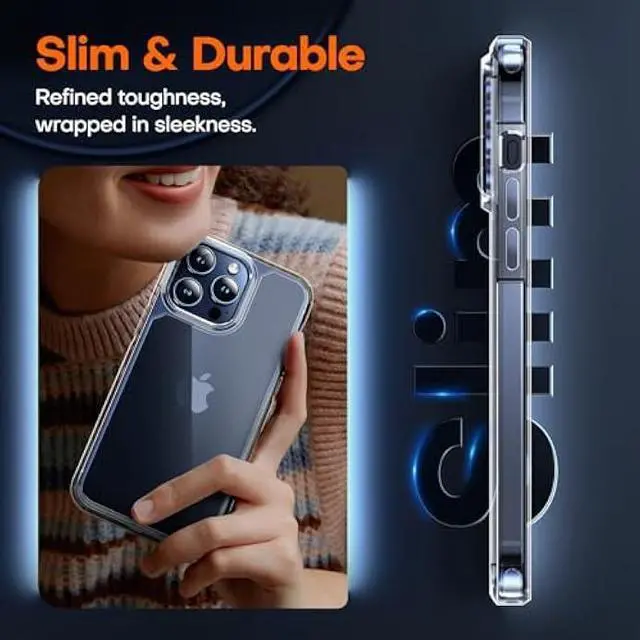 Alt view image 6 of 6 - TAURI 5 in 1 for iPhone 15 Pro Max Case Crystal Clear, [Not-Yellowing & Military Drop Defense] with 2X Screen Protector+2X Camera Lens Protector+1X Magnetic Ring, Slim Shockproof Phone Case 6.7 inch