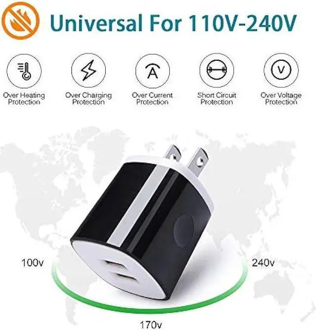 Alt view image 3 of 7 - Charger Block Cube with Micro USB Cable Fast Charging Cord Compatible for Samsung Galaxy S7/S6/Edge/Active S5 S4 Note 5/4,J7 J3 J2 A7 A10S A10 A6,Moto E6 E5 G5 G4 Z2 G6 Play,LG K50 K40 K30 K20 V10 Q60