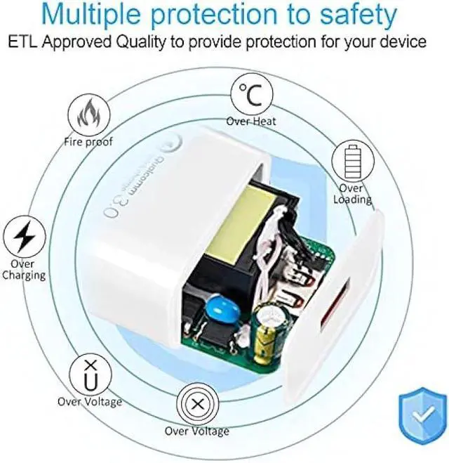 Alt view image 4 of 6 - TPLTECH Quick Charge 3.0 Fast Charger Compatible for Samsung Galaxy A10E A20E A20S A30S A50S A51,A20 A30 A40 A50 A70 A80,Galaxy Note 9 8,S8 S9 S10 Plus,LG Q51 K51S K61 G8X G7,5Ft Type C Cord