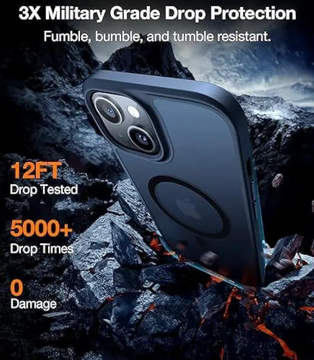 Alt view image 4 of 6 - TORRAS Magnetic Designed for iPhone 15 Case, Compatible with MagSafe, Military Grade Drop Tested, Shockproof Translucent Hard Back Slim Protective Case for iPhone 15 Phone Case, Black