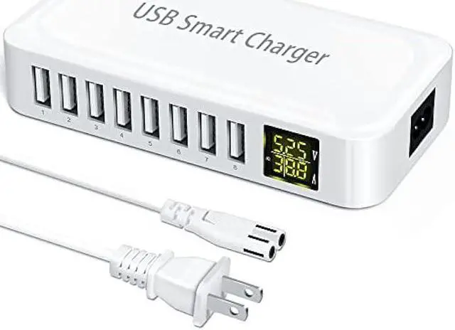 Main image of USB Charging Station, Ziwodiv 8-Port 60W/12A USB Charger Station, Multi Ports USB-A Charging Hub with LED Display, Compact Desktop Charger for Multiple Devices, iPhone iPad Samsung Android and Tablet