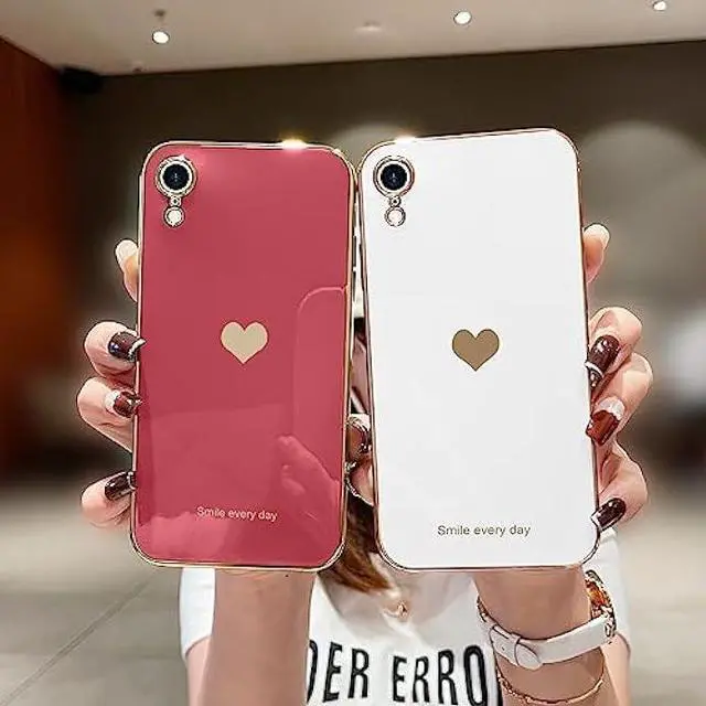 Alt view image 2 of 6 - Teageo Compatible with iPhone Xr Case for Women Girl Cute Love-Heart Luxury Bling Plating Soft Back Cover Raised Full Camera Protection Bumper Silicone Shockproof Phone Case for iPhone Xr,Bright Blush