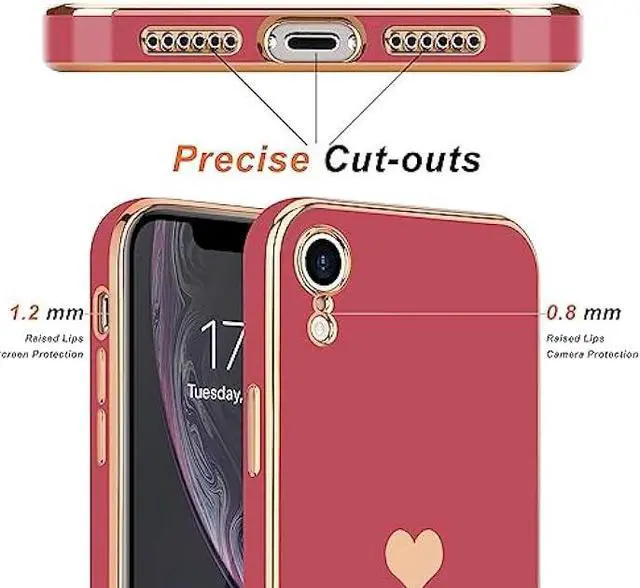 Alt view image 3 of 6 - Teageo Compatible with iPhone Xr Case for Women Girl Cute Love-Heart Luxury Bling Plating Soft Back Cover Raised Full Camera Protection Bumper Silicone Shockproof Phone Case for iPhone Xr,Bright Blush