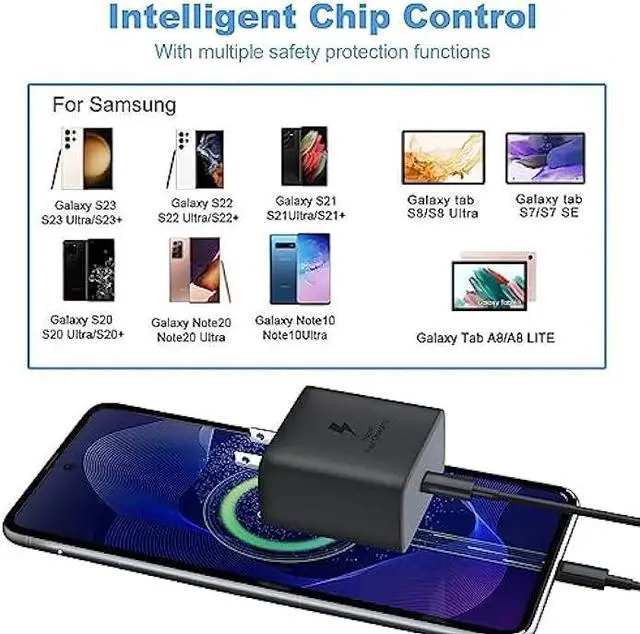 Alt view image 3 of 7 - 45W Samsung Charger Type C Super Fast Charging 2Pack USB C Android Charger for Samsung Galaxy S23 Ultra/S23/S23+/S22/S22 Ultra/+/S20/S21, i Phone 15 Charger, Galaxy Tab S7/S8, PD3.0PPS, QC 4.0