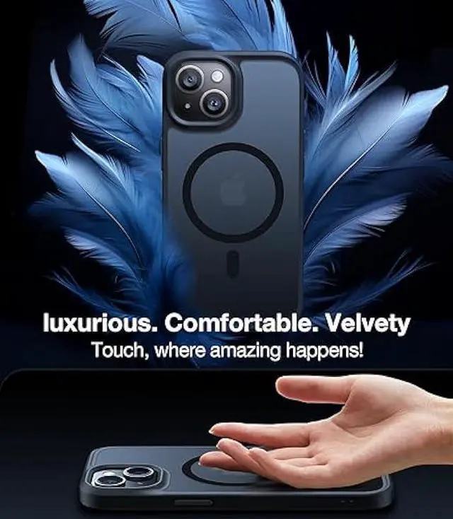 Alt view image 6 of 6 - TORRAS Magnetic Designed for iPhone 15 Case, Compatible with MagSafe, Military Grade Drop Tested, Shockproof Translucent Hard Back Slim Protective Case for iPhone 15 Phone Case, Black