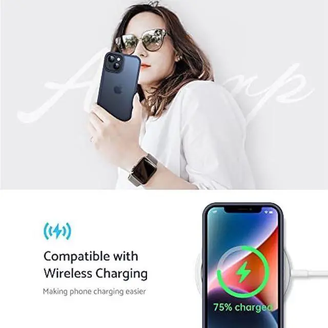 Alt view image 6 of 6 - Anqrp Designed for iPhone 14/13 Case, [Support Wireless Charging] Soft Silicone Slim Anti-Scratch Case for iPhone 14/13 6.1 inch, Blue