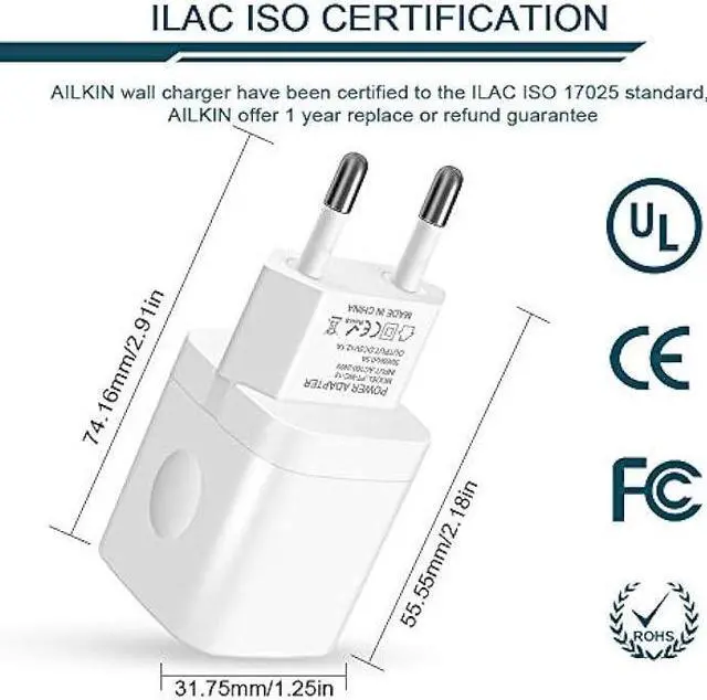 Alt view image 2 of 7 - European Travel Plug Block, Wall Charger Power Adapter for Europe Adaptor, 2.1A Dual Port USB Cube Fast Charging Box Base Brick for iPhone 13 Pro Max 12 11 XR XS X/8/7, US American to Europe Converter