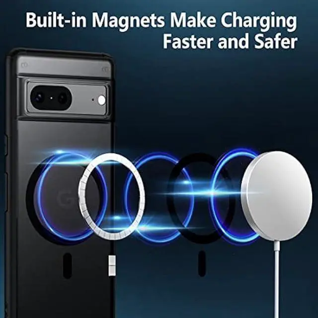 Alt view image 2 of 6 - TIANNIUKE Magnetic Case for Google Pixel 7, Translucent Matte Anti-Fingerprint,Compatible with MagSafe,Slim Fit Shockproof Protective Phone Case for Pixel 7 Case (2022) -Black