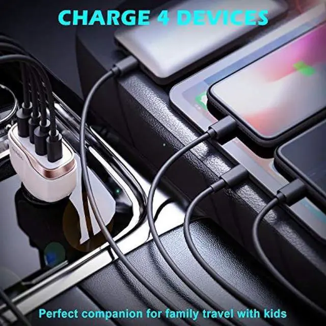 Alt view image 4 of 5 - SUNDA 60W USB C Fast Car Charger, 4-Ports Car Charger Adapter, Dual Type C PD30W/PPS30W Compatible with iPhone16/15 Pro/Max/iPhone14/iPad Pro/Galaxy/SamsungS24, Dual USB-A 18W QC3.0 for Android