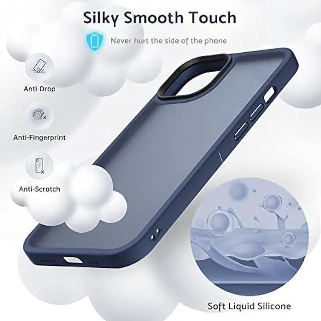 Alt view image 4 of 6 - Anqrp Designed for iPhone 14/13 Case, [Support Wireless Charging] Soft Silicone Slim Anti-Scratch Case for iPhone 14/13 6.1 inch, Blue