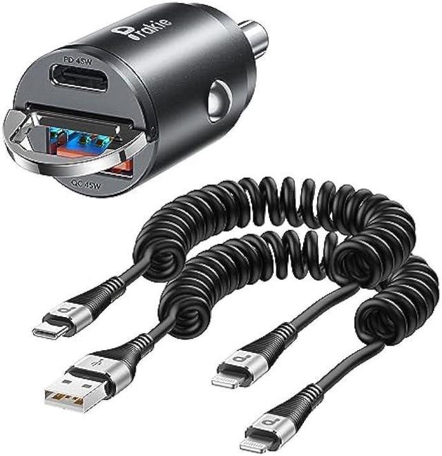 90W Caricatore Auto USB C, [PD45W & QC45W] Mini Accendisigari USB C  Caricabatterie Auto USB C Ricarica Rapida Adattatore Presa Accendisigari  Auto con 2x Cavo per Samsung S23/S22/S21,iPhone 15 Pro Max 