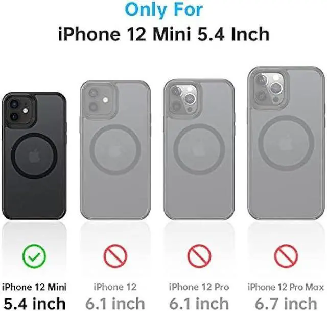 Alt view image 2 of 6 - Meifigno Magnetic Case Designed for iPhone 12 Mini Case,[ Military Grade Protection & Compatible with MagSafe] Translucent Matte Back with Soft Silicone Edge, for iPhone 12 Mini 5.4 Inch(Black)