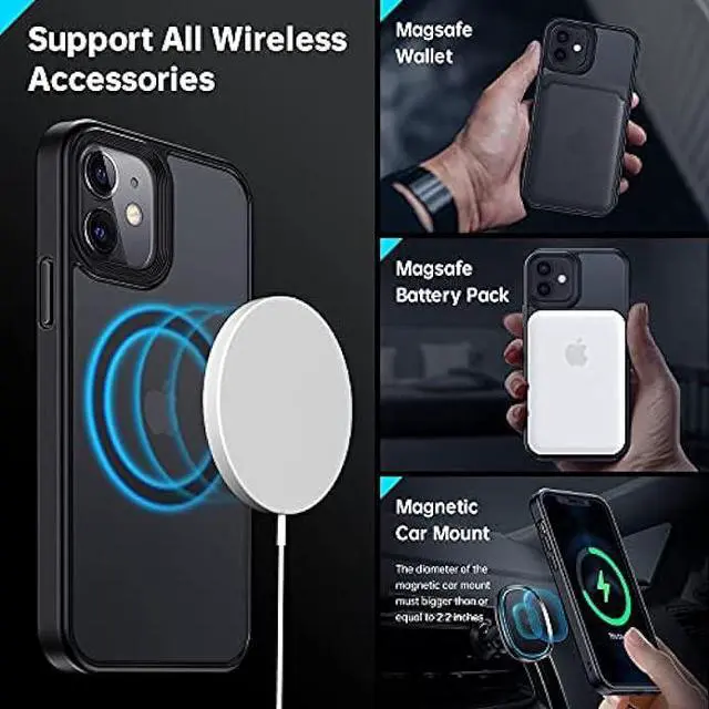 Alt view image 4 of 6 - Meifigno Magnetic Case Designed for iPhone 12 Mini Case,[ Military Grade Protection & Compatible with MagSafe] Translucent Matte Back with Soft Silicone Edge, for iPhone 12 Mini 5.4 Inch(Black)