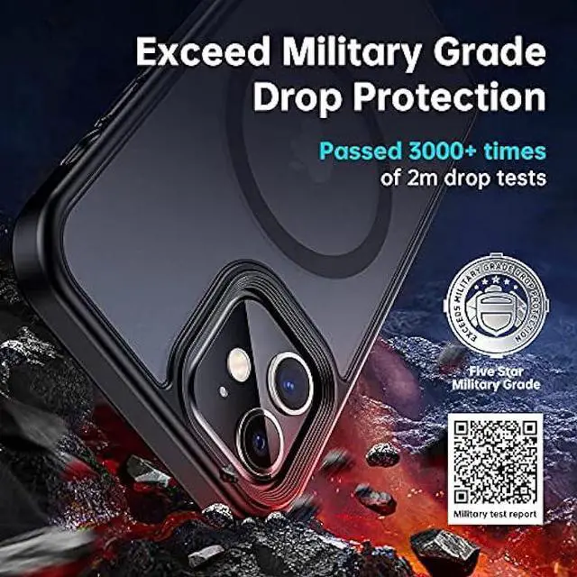Alt view image 5 of 6 - Meifigno Magnetic Case Designed for iPhone 12 Mini Case,[ Military Grade Protection & Compatible with MagSafe] Translucent Matte Back with Soft Silicone Edge, for iPhone 12 Mini 5.4 Inch(Black)