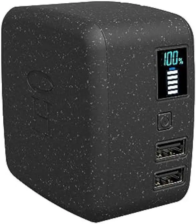 Main image of HALO Portable Phone Charger Power Cube 10,000mAh - Innovative Car Charger Power Bank with Dual USB Compatible Charging Ports, Built-in Charging Adapters - Black (801105857)