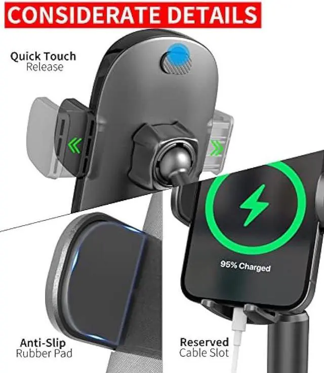 Alt view image 6 of 6 - APPS2Car Solid Cup Holder Phone Mount for Car Truck with Quick Extension Long Arm Fast Swivel Adjustable Height 360 Rotatable, Low Profile Universal Mobile Mount Compatible with All Cell Phone iPhone