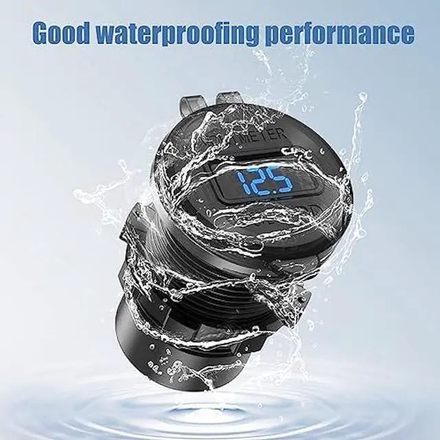 Alt view image 6 of 7 - 12V USB Car Socket Round USB C 12V Outlet, 3-Port Marine USB Fast Charger Waterproof Cigarette Outlet USB Replacement Aluminum with Switch & Voltmeter, Suitable for Boat Golf Cart RV Motorcycle Truck