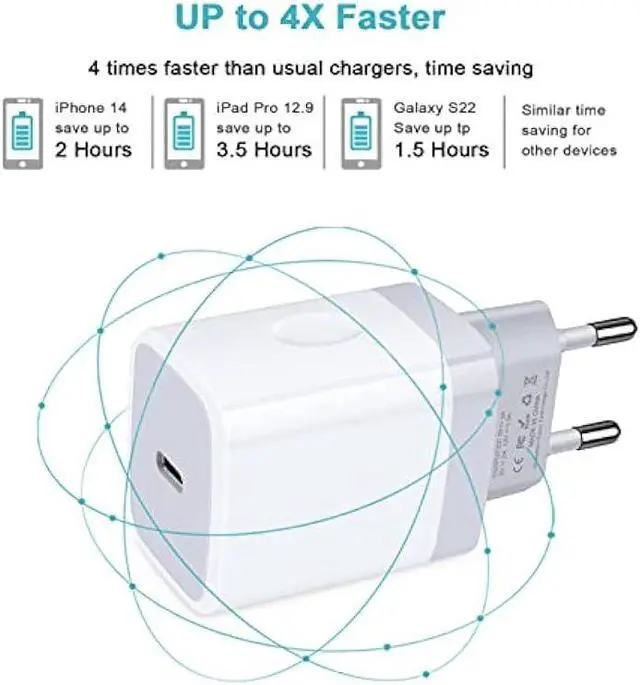 Alt view image 2 of 7 - USB C Adapter, European Plug Adapter, 2-Pack Fast 20W Europe Travel Plug Power Adapter Type C Wall Chargers for iPhone 15 14 13 12 11 Pro Max XR XS X 8 7,Samsung Galaxy S23 S22 A14, iPad, Google Pixel