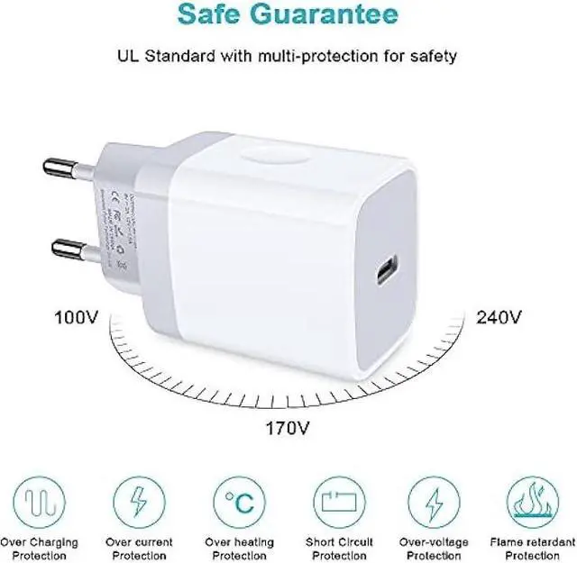 Alt view image 3 of 7 - USB C Adapter, European Plug Adapter, 2-Pack Fast 20W Europe Travel Plug Power Adapter Type C Wall Chargers for iPhone 15 14 13 12 11 Pro Max XR XS X 8 7,Samsung Galaxy S23 S22 A14, iPad, Google Pixel