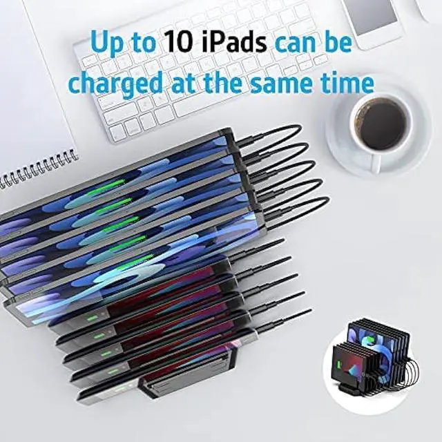 Alt view image 6 of 6 - USB PD Charging Station, Unitek 120W 10-Port Type-C Charging Station with 2 Power Delivery for Multiple Devices, Double Fast Charging for MacBook Pro/Air, iPad Pro, Pixel, iPhone, Galaxy and More