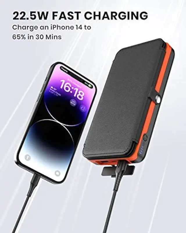 Alt view image 2 of 6 - Hiluckey Solar Charger 27000mAh Power Bank 22.5W Fast Charging Portable Phone Charger with 4 Solar Panels USB C PD External Battery Pack with 3 USB Outputs for Cellphone Tablet