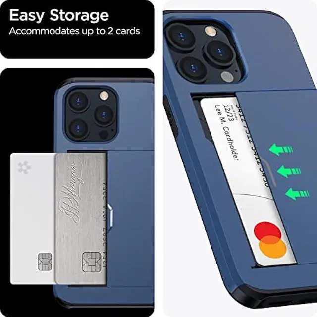 Alt view image 6 of 7 - harusaki   for iPhone 14 Pro Case Wallet, Wireless Charging Compatible iPhone 14 Pro Case with Card Holder, Slim Shockproof iPhone 14 Pro Wallet Case (Blue)