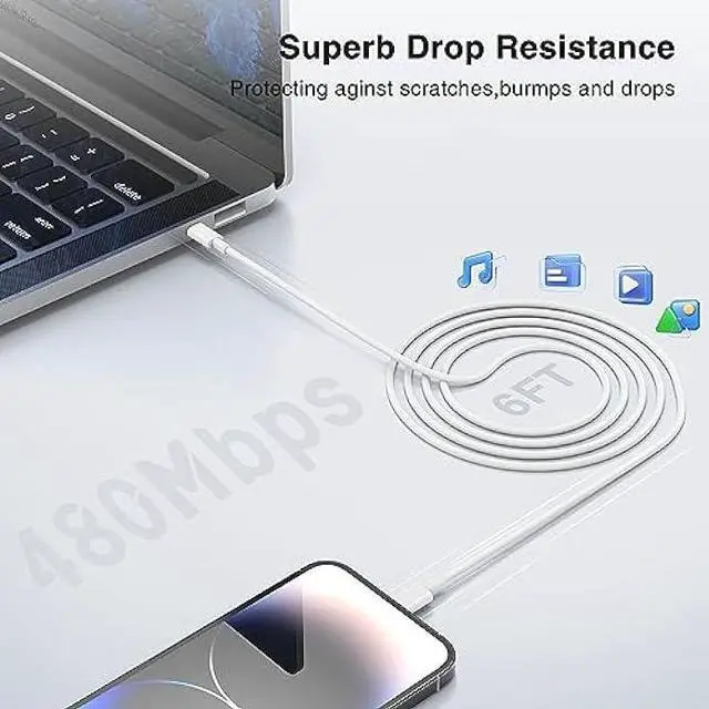 Alt view image 3 of 7 - 3 Pack 20w iPhone 14 13 12 Fast Charger Block Adapter, USB C Wall Charger with USB C to Lightning Charging Cable Cord 6 feet Compatible with iPhone 14 13 12 11 Pro Max MiniWhite