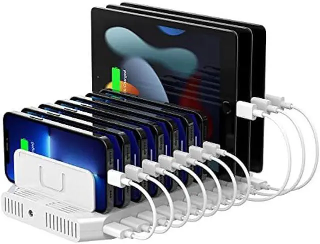 Main image of Unitek Multi Charging Station, 10-Port USB Charger for Multiple Device with SmartIC Tech and Adjustable Dividers, Organizer Stand Compatible with iPad, Tablet, Kindle, iPhone