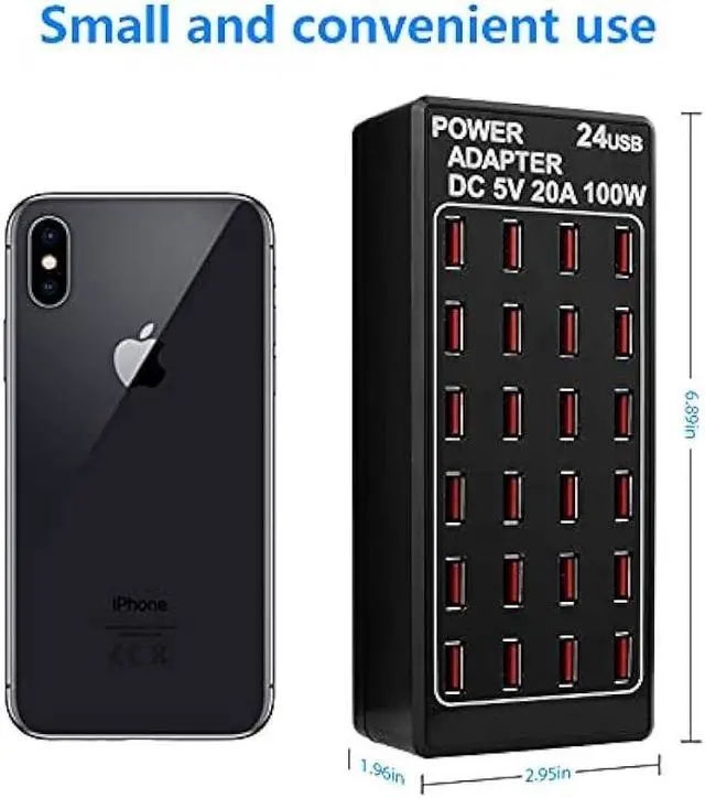 Alt view image 6 of 6 - 24-Port 100 watt (20 A) USB Charging Station, Home Desktop USB Fast Charger, Multiple USB Desktop Chargers, Suitable for Hotels, Shops, Schools, Shopping malls and Travel