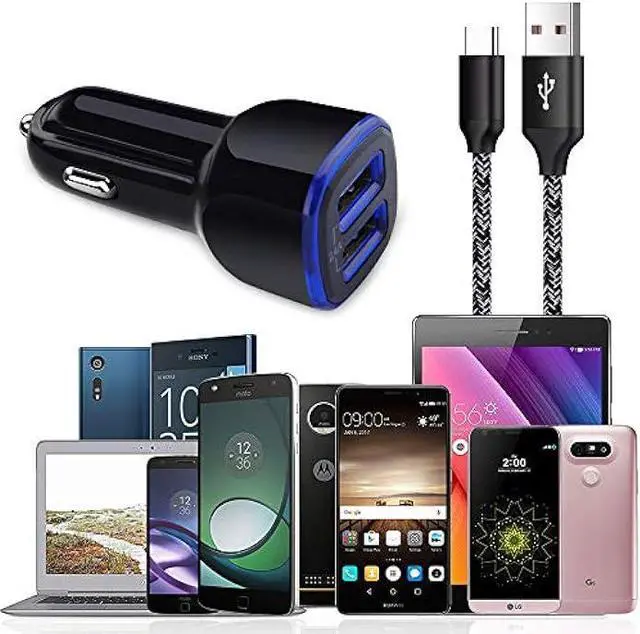Alt view image 7 of 7 - C Car Phone Charger, Dual Port Car Charger Adapter with Fast Charge Type C Charging Cord Compatible for Motorola Moto G Pure/G Play/G Power/G9/G8/G7/G7 Plus/G7 Play/G7 Power/G6/G6 Plus/Z4/Z3 Z2 Play