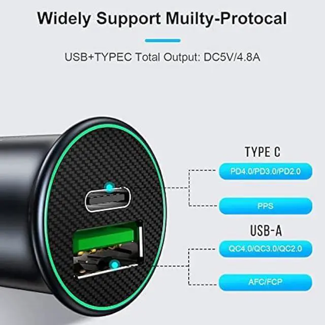 Alt view image 5 of 7 - ANKUEE USB-C Car Charger Adapter, Dual Ports Fast Charging PD 60W + QC3.0 30W Mini All-Metal Cigarette Lighter USB Charger Universal for iPhone13/Pro Max/12/XS Max/11 Pro, Samsung, Car Accessories