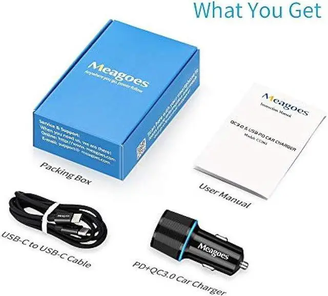 Alt view image 7 of 7 - Meagoes USB C Car Charger, 48W 2-Port Fast Charging Adapter with PD&QC3.0 Compatible for iPhone 15 Pro Max/Samsung Galaxy S23/S22/S21/S20 Plus/Ultra/S10/Note 20/10, iPad Pro, Google-3.3ft Type C Cord