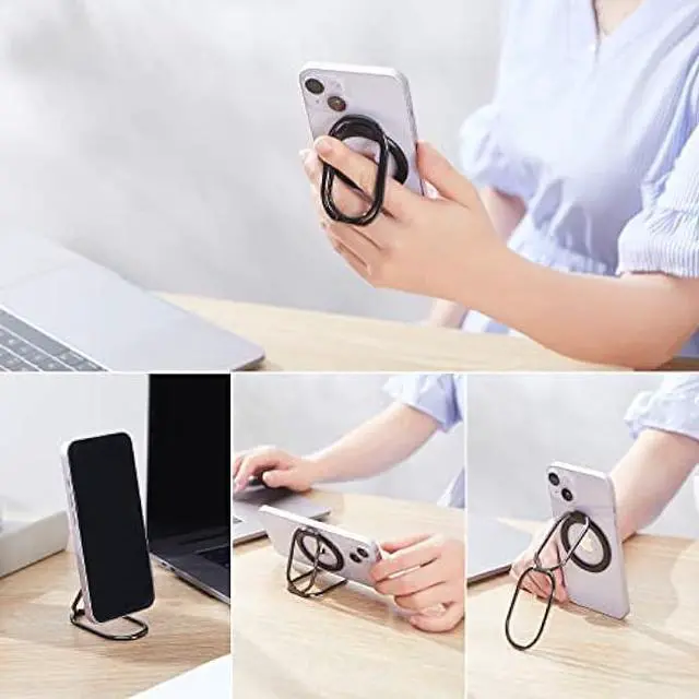 Alt view image 5 of 6 - Magnetic Phone Ring Holder for MagSafe 360°Rotation Finger Grip Kickstand Adjustable Finger Phone Ring Stand Mag Safe Accessories for iPhone15/ 14/13/12 Series Removable for Wireless Charging Black