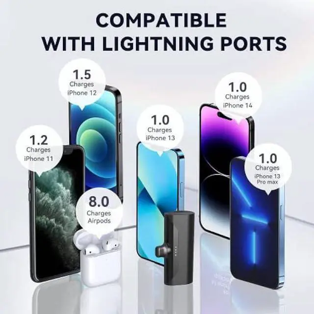Alt view image 3 of 6 - TCNOLL Mini Portable Charger 4800mAh Small Power Bank Battery Charger Fast Charging 15W Ultra-Compact Lightning Output External Battery Pack for iPhone 14 Pro Max 13 12 11 8 7 6s iPad Pro 2023-Black