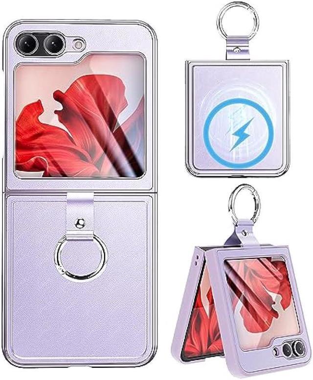 Z Flip 5 Case, Clear Magsafe Case Compatible Samsung Galaxy Z Flip 5 With  Ring Holder & Hinge Protection