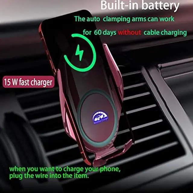 Alt view image 2 of 5 - Car Phone Holder Mount Wireless Charging Auto Clamping Rotatable Vent Clip Cute Pink Rabbit Woman for iPhone Samsung Andriod Phone