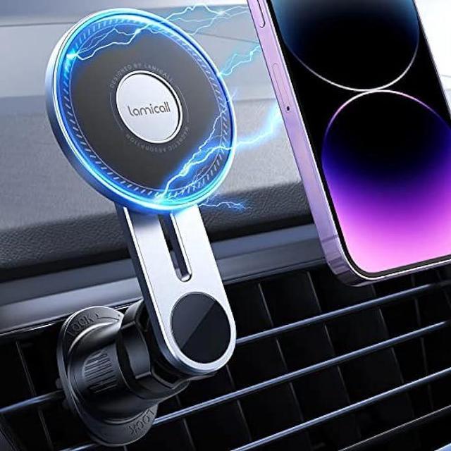 Lamicall for MagSafe Car Mount - Upgraded-2nd Generation [20 Strong  Magnets] Magnetic Phone Holder Car - Air Vent Car Phone Holder Mount for  iPhone 15 14 13 12 Pro Plus Max Mini MagSafe Case 
