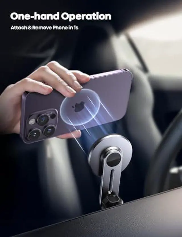 Alt view image 4 of 6 - Lamicall for MagSafe Car Mount - Upgraded-2nd Generation [20 Strong Magnets] Magnetic Phone Holder Car - Air Vent Car Phone Holder Mount for iPhone 15 14 13 12 Pro Plus Max Mini MagSafe Case