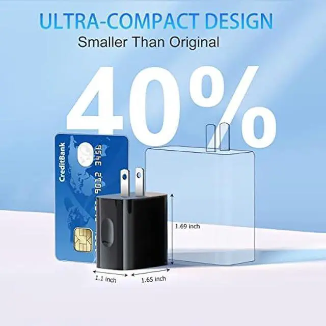 Alt view image 4 of 7 - 20W USB C Fast Charger+Quick Fast Charger 3.0 Wall Charger, Bangfun 5 Pack Dual Port PD Fast Charging Block Power Adapter Compatible iPhone 15/14/13/12/11 Pro Max/XS/SE/8/7 Plus, Samsung S20 (Black)