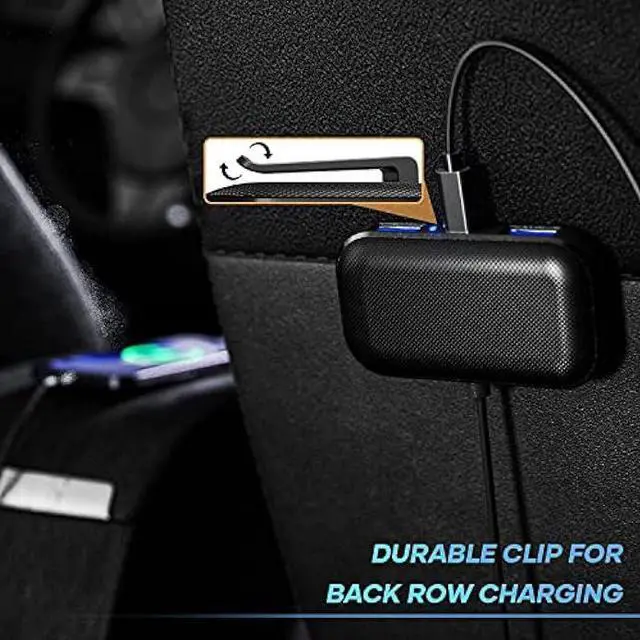Alt view image 5 of 6 - LENCENT 5 Multi Ports Type C Car Charger, 31W USB C Charger Adapter, Compatible for Samsung, iPhone, iPad, Voltage Detection, Multiple Cigarette Lighter Adapter with 5FT Cable for Back Seat Charging